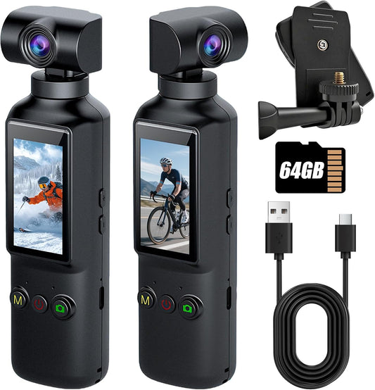 OBEST Action Cam 1080P, draagbare bodycam, vlog/POV-camera met 270° draaibare lens en 1,99 inch displayscherm, mini-actiecamera voor sport, fietsen, reizen, vlog, outdoor, zwart
