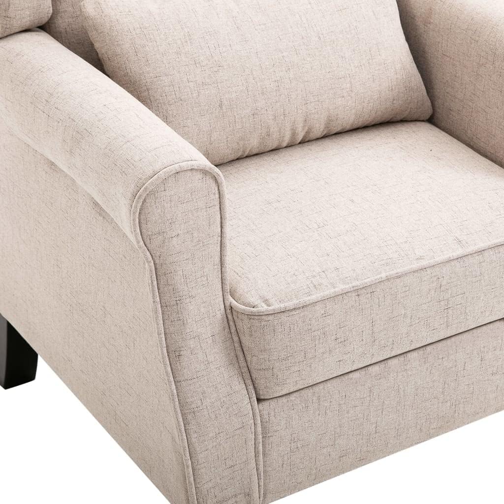 Fauteuil Beige Stof – Loungestoel – Televisiestoel – Relaxstoel – Bureaustoel – Stevig Eikenhout Frame – Zacht Gevoerd Zit- en Rugkussen