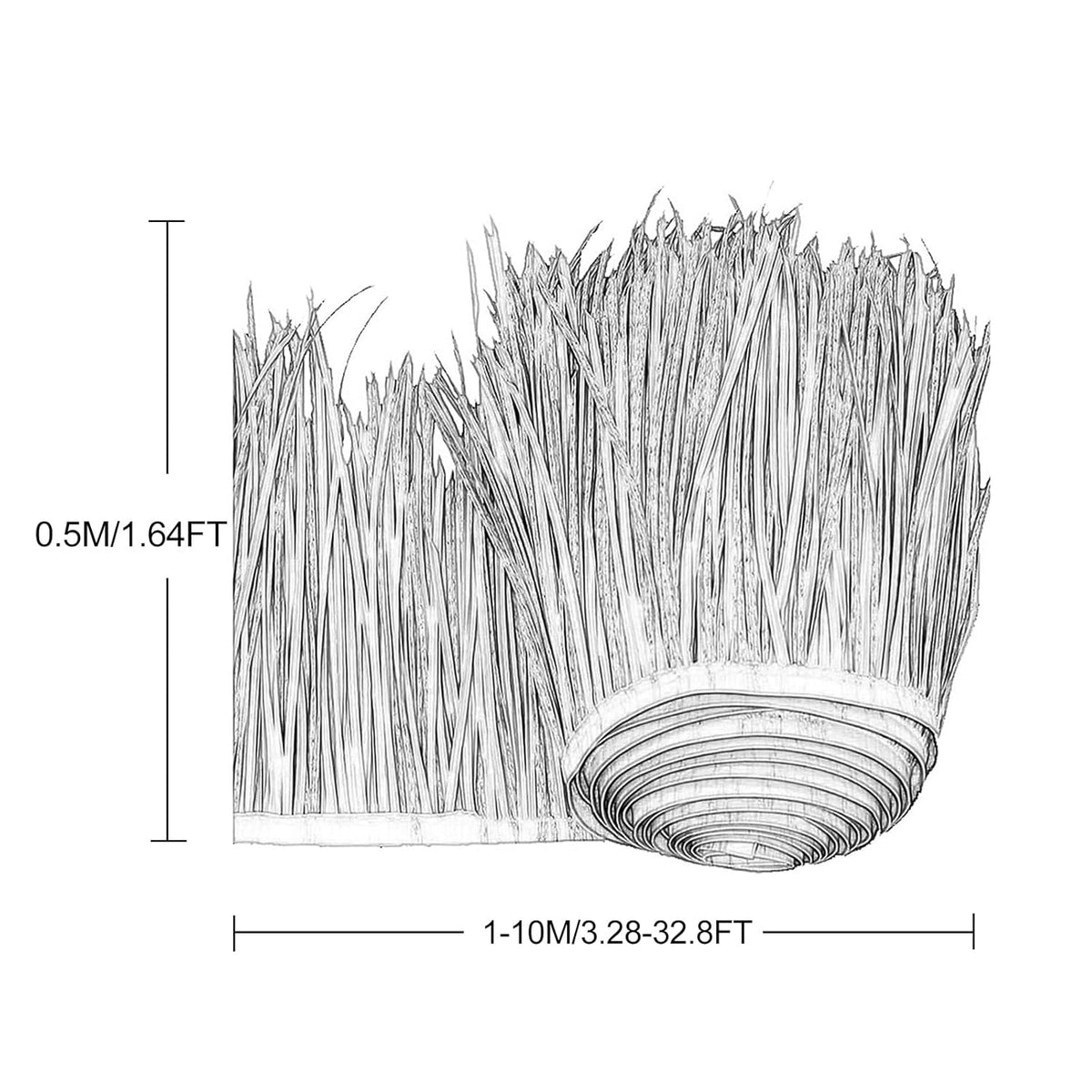 YANGUANG Strodak Thatch Roll 0,5x1-10m Palm Riettegel Tiki Huts Thatch Nepgras Vlamvertragend Anti-veroudering voor Buiten Tiki Bar Pavilion Huis Tuin, Geen Onderhoud(Size:10m/32.8ft)