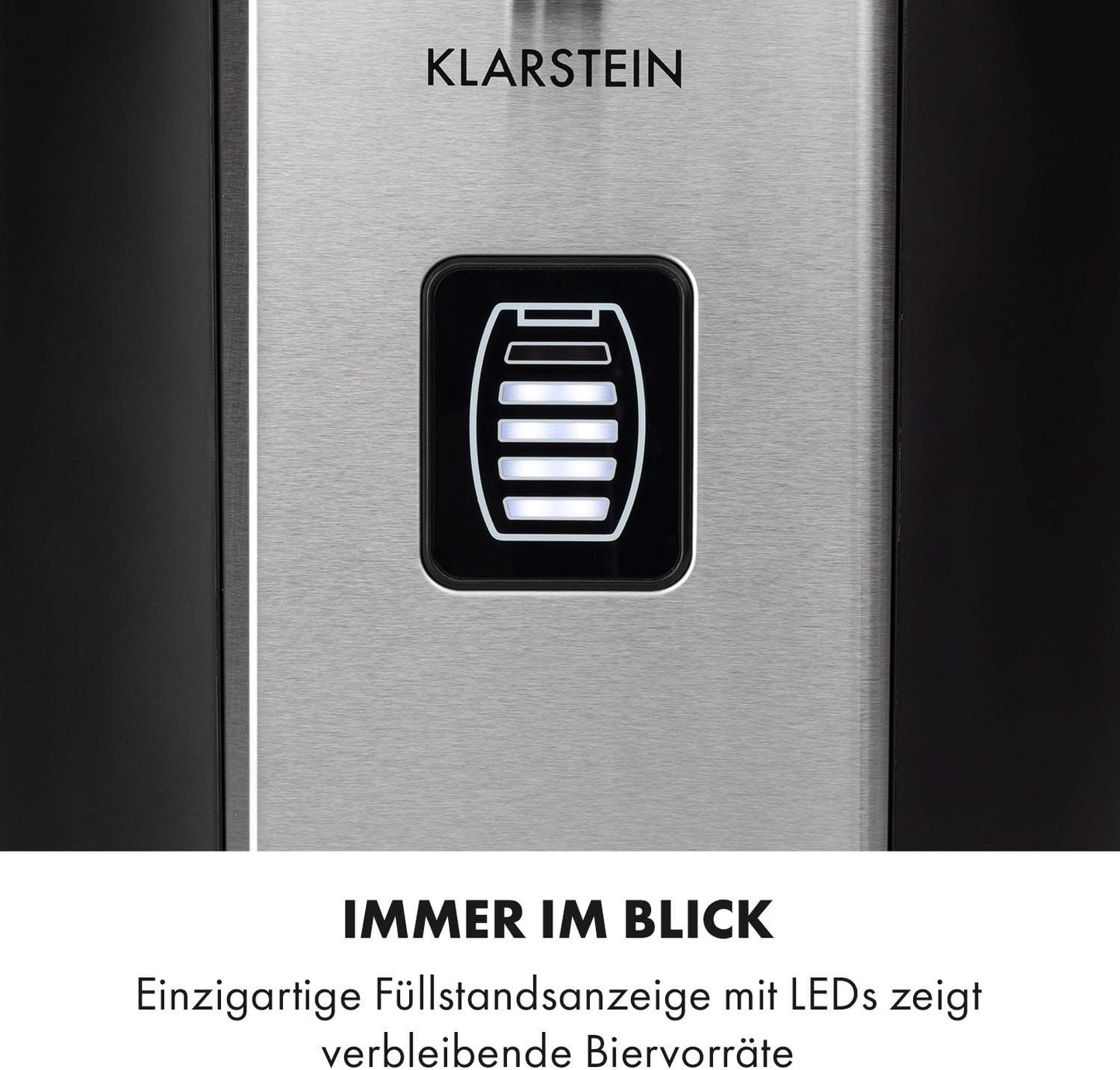 Klarstein Beerkules bierdispenser bierkoeler - voor alle 5 l fusten met en zonder uitgiftesysteem, drukmedium: CO2, incl. 3 patronen, compressiekoeling: koeltemperaturen van 2-12 ° C, zilverzwart