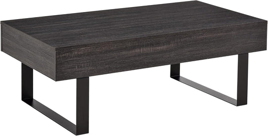 HOMCOM coffee table side table sofa table TV table coffee table living room table with drawer shelves sturdy steel frame simple structure modern wood chipboard metal dark gray 110 x 60 x 40 cm - QUORE