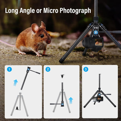 SIRUI Traveler X lichtgewicht koolstofvezel statief met panoramische videokop, 151,9 cm compact camerastatief met snelle pootinstelling, maximale belasting 11 pond (vloeistofkop/AT-10)