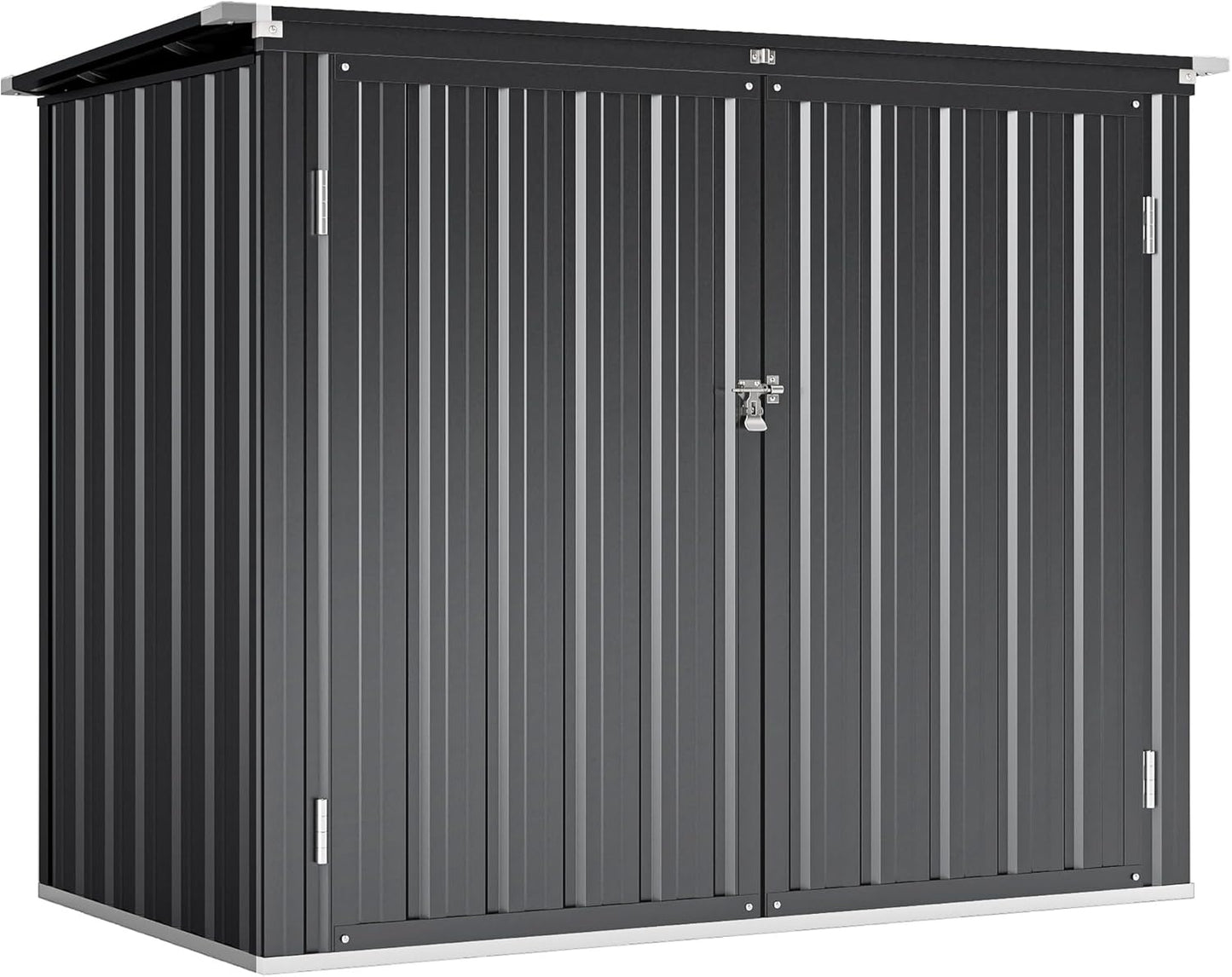 Outsunny afvalcontainerbox voor 2 containers met slot en openklapbaar deksel - Weerbestendig - Donkergrijs - Verzinkt staal - QUORE