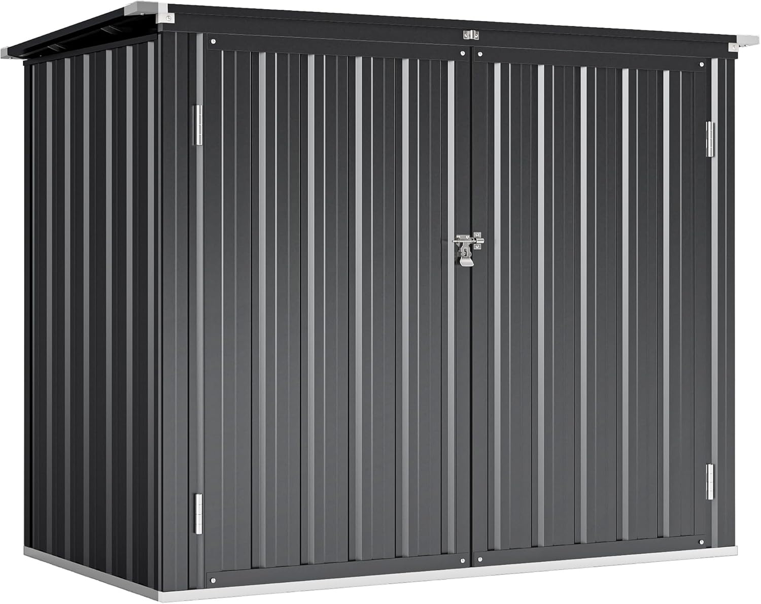 Outsunny afvalcontainerbox voor 2 containers met slot en openklapbaar deksel - Weerbestendig - Donkergrijs - Verzinkt staal - QUORE