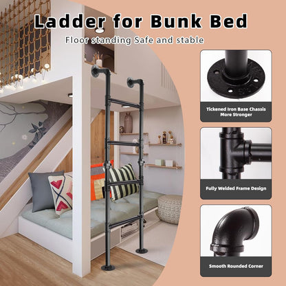 Stapelbedladder, muur tot op de vloer gemonteerde kelder, raam, fontein ladder smeedijzeren zolder loft stap ladder laadt 100 kg, binnen 5 treden klimladder voor buiten