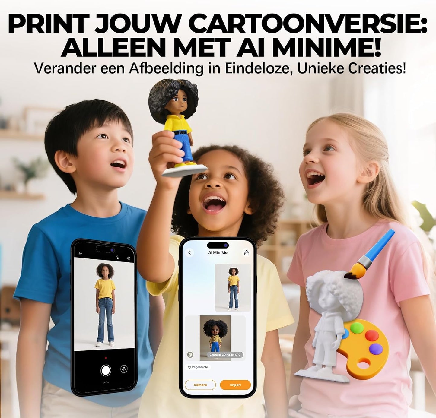 AI-Aangedreven X-MAKER JOY 3D-Printer Voor Kinderen, Volledig Gemonteerde Mini 3D-Printer Met Snelheid Tot 400 Mm/s, Automatisch Nivelleren, 1500+ Modellen & 16+ Modules，Kerstcadeau