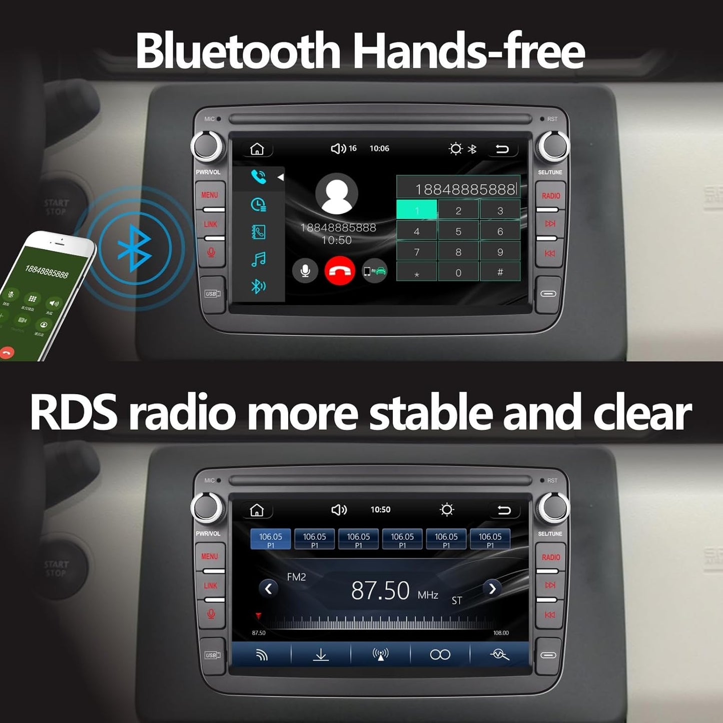 Autoradio – Multimedia Speler – Inbouwradio – Touchscreen Radio – Auto Stereo – 7-Inch Touchscreen – Wireless CarPlay & Android Auto
