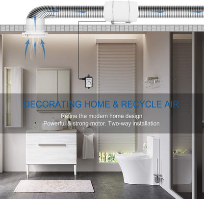 Hon&Guan Afzuigventilator Pijpventilator 200 mm met variabele snelheidsregeling, uitlaatventilator voor verwarming, koeling, booster, kweektenten, hydrocultuur, huishoudelijk gebruik