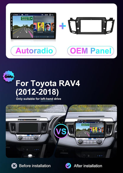 2-DIN Autoradio – Android Autoradio – Multimediaspeler – Navigatiesysteem – Auto Stereo – 10,1 Inch IPS Scherm – Ingebouwde CarPlay & Android Auto – 8GB RAM + 256GB Opslag