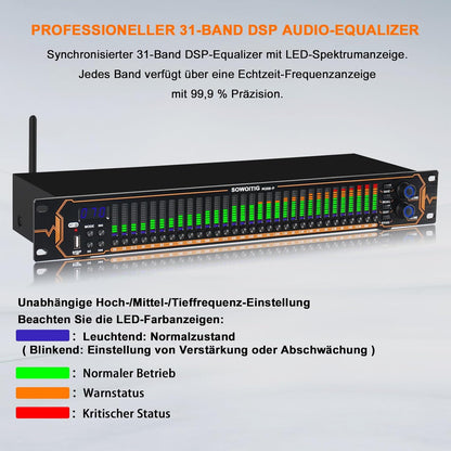Stereo equalizer met 15-bands EQ voor thuisaudiosysteem, dual-channel DJ-equalizer