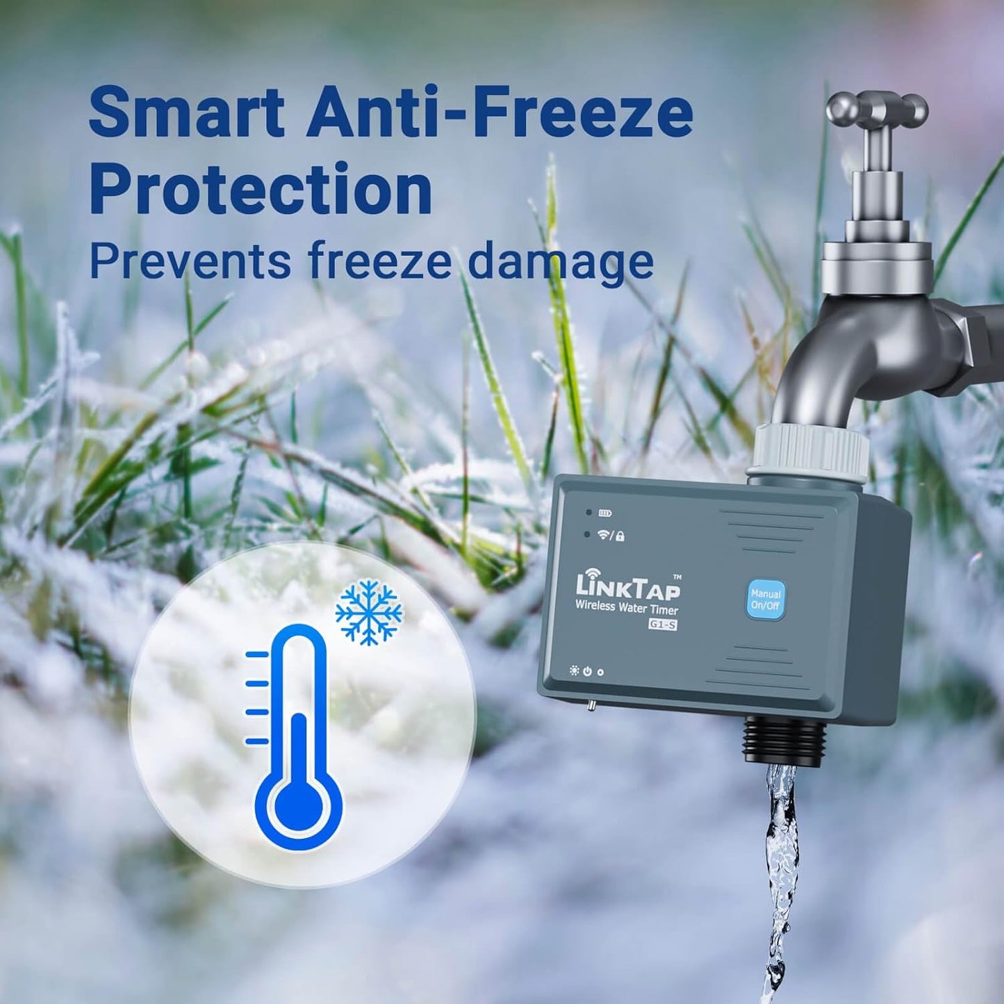 LinkTap G1S Draadloze Watertimer & Gateway - Cloudgestuurde Bewateringstimer met Slimme App voor Tuinen, Ruimer Bereik dan WiFi, Weerbewust, Manueel Aan/Uit & Digitale Lockout, IP66