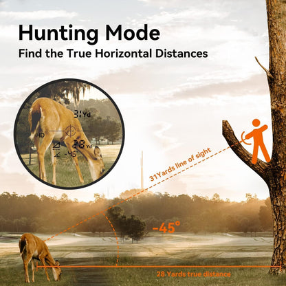 MiLESEEY Laser Range Finder Hunting 900Yards Angle Compensation and Horizontal Distance Scan Mode Speed Accurate 6X Magnification Archery Rangefinder Rain Mode in rain and fog Hardcase
