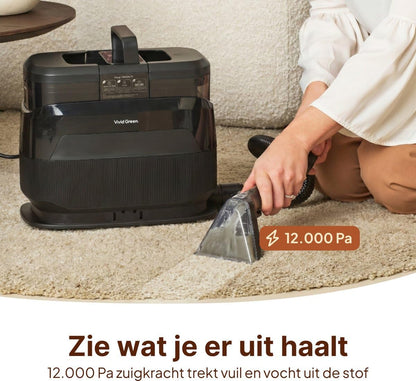 Stoomreiniger – Stoomzuiger – Tapijtreiniger – Textielreiniger – Matrasreiniger – 1650W Vermogen – 4 Reinigingsstanden met Zuigfunctie