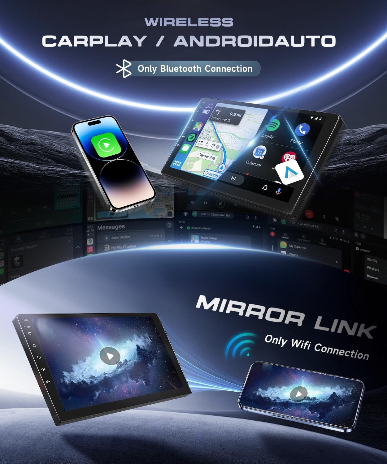 Android 15 Autoradio – Multimedia Speler – Navigatiesysteem – Car Stereo – Touchscreen Radio – 10.1 Inch HD Scherm – Draadloze CarPlay & Android Auto
