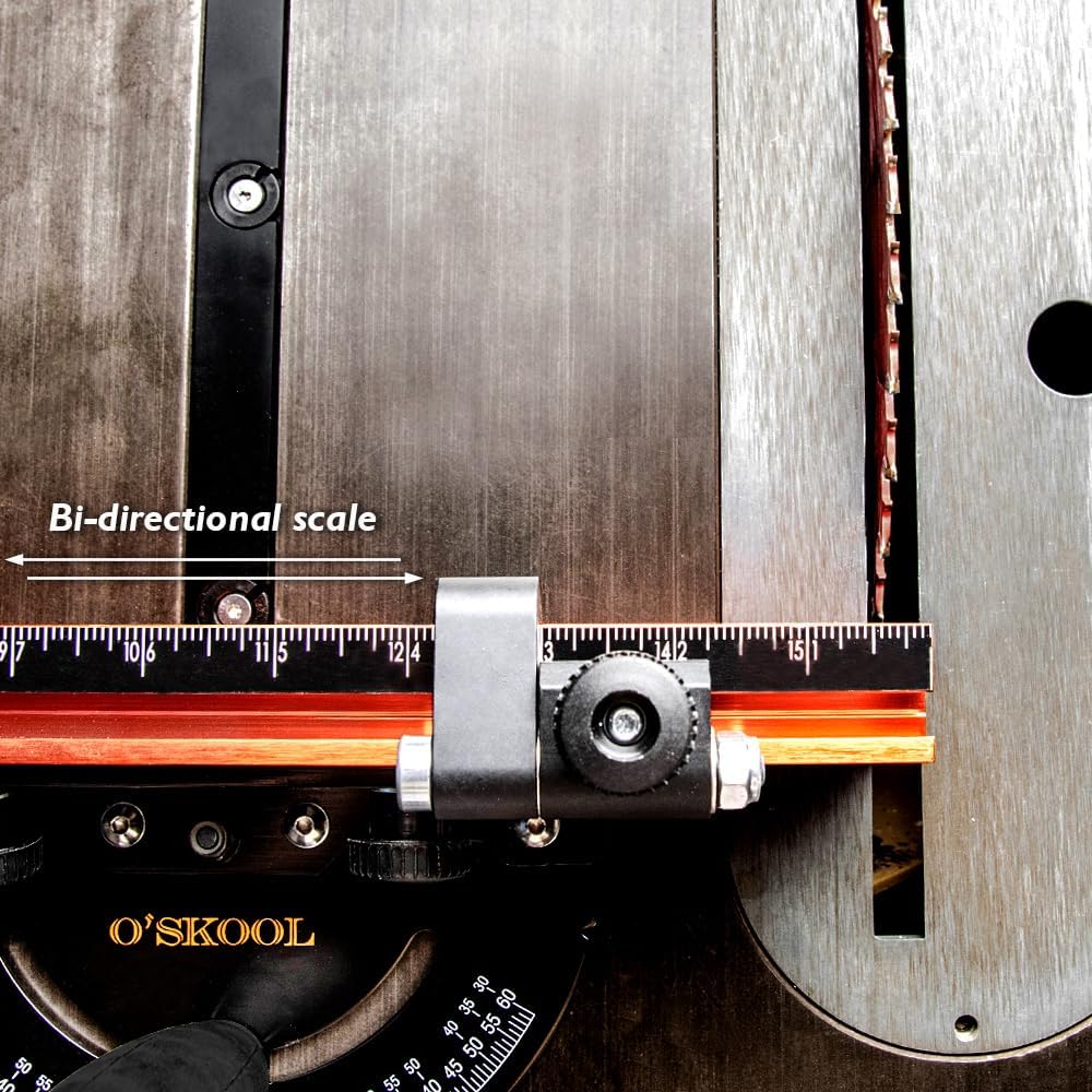 O'Skool Mijter Gauge Extension Fence System met standaard sleuf en stop gaten, telescopische hek en flip stop