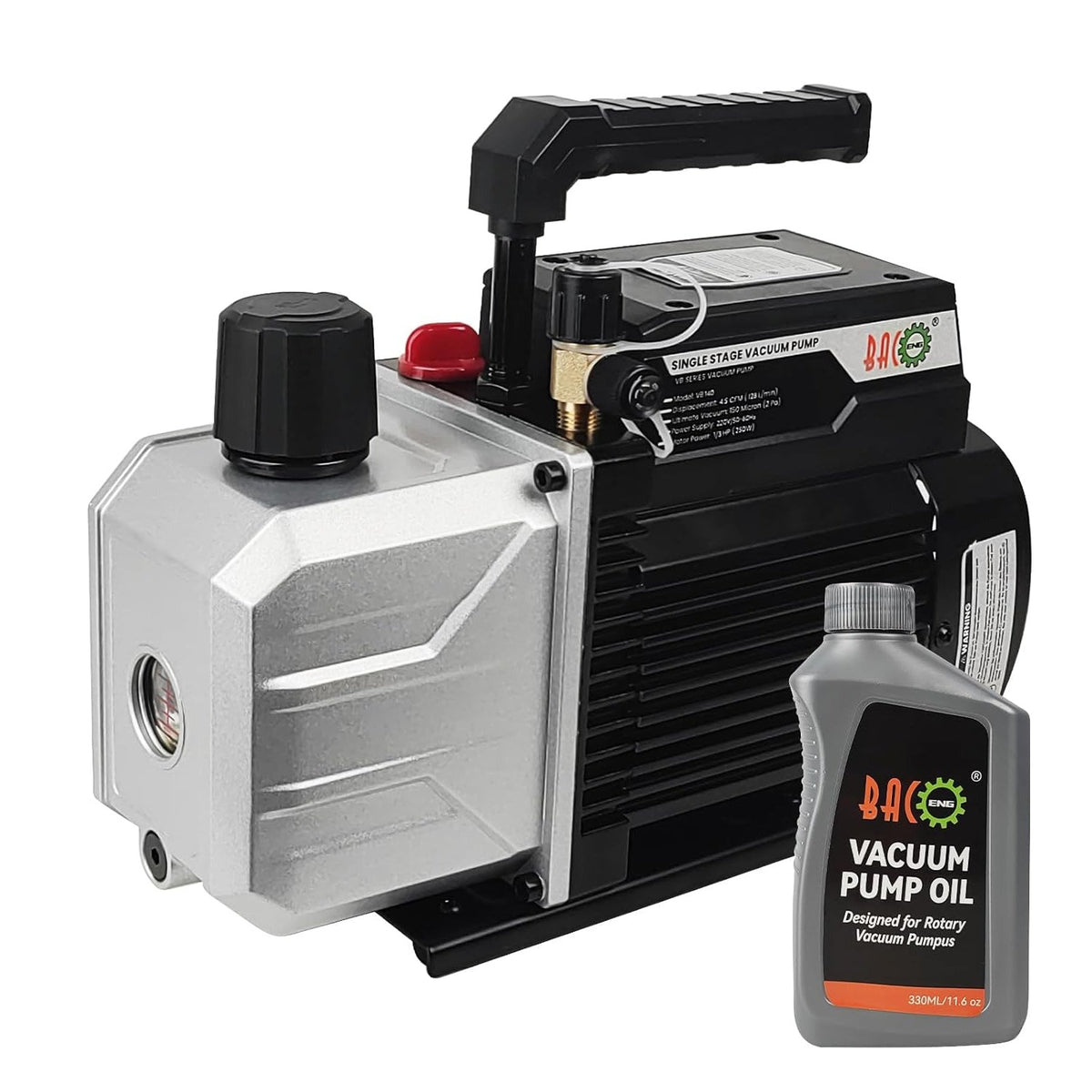 Vacuümpomp – Vacuüm Pomp – HVAC Pomp – Koeltechniek Pomp – Airconditioning Pomp – 4,5 CFM Zuigcapaciteit – 1/3 HP Motor - QUORE