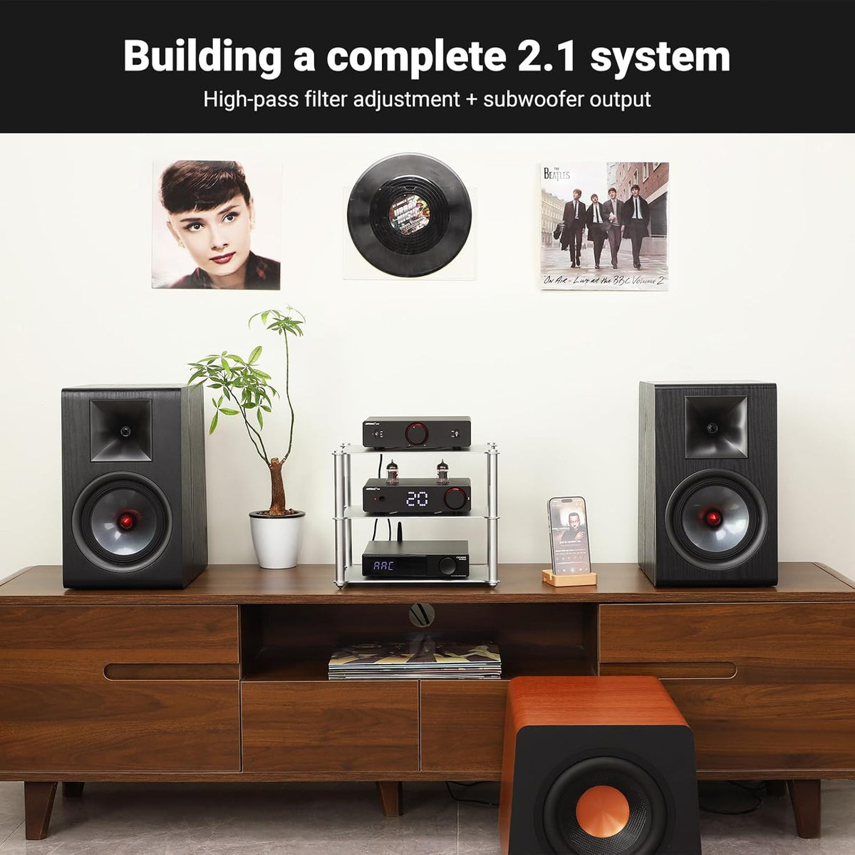 AIYIMA A20 gebalanceerde stereoversterker met HPF-afstelling Home HiFi 2.1 eindversterker TPA3255 desktop klasse D-versterker PFFB met RCA/XLR-ingang en 12V-triggeringang voor passieve luidsprekers