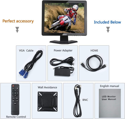 15 Inch Professioneel Capacitief Touchscreen Bewakingsdisplay – Monitor – CCTV-Monitor – Beveiligingsmonitor – PC-Monitor – 1024 x 768 Resolutie – HDMI/VGA/USB/AV/BNC Aansluitingen