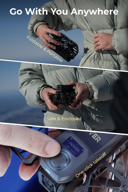 HOVERAir X1 PROMAX Action Cam 8K, drone met camera met meer dan 10 volledige automatische vluchtmodi, 42 km/u volgssnelheid, Vlieg overal met OmniTerrain, achterste botsingsdetectie (Basiscombo)