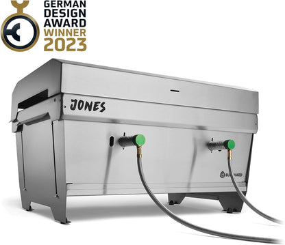Campinggrill 2-pits BURNHARD® 6,4 kW, FitnFire™-systeem, roestvrij staal, 500°C, compact, lichtgewicht, incl. multitool, draagtas – JONES opvouwbare grill