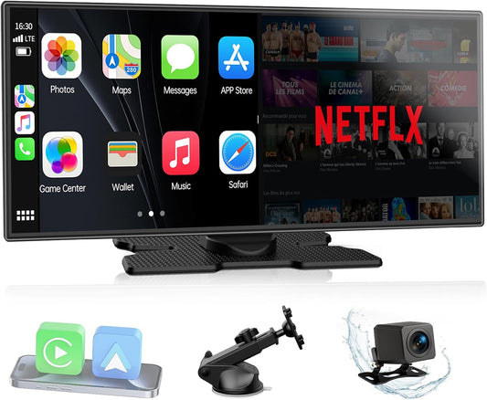 LAMTTO Draadloze Autoradio Carplay Scherm met Net-flix YouTube TikTok,10.25'' A-pple CarPlay & Android Auto met Achteruitrijcamera Split Screen Dual Bluetooth Navigation FM AUX voor iOS 10+Android 11+