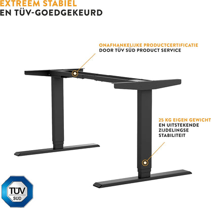 boho office® Homedesk - Infinitely Electric Height-Adjustable, Black Desk, Table Base with Memory Function, Very Modern Impact Protection and Child Safety - QUORE