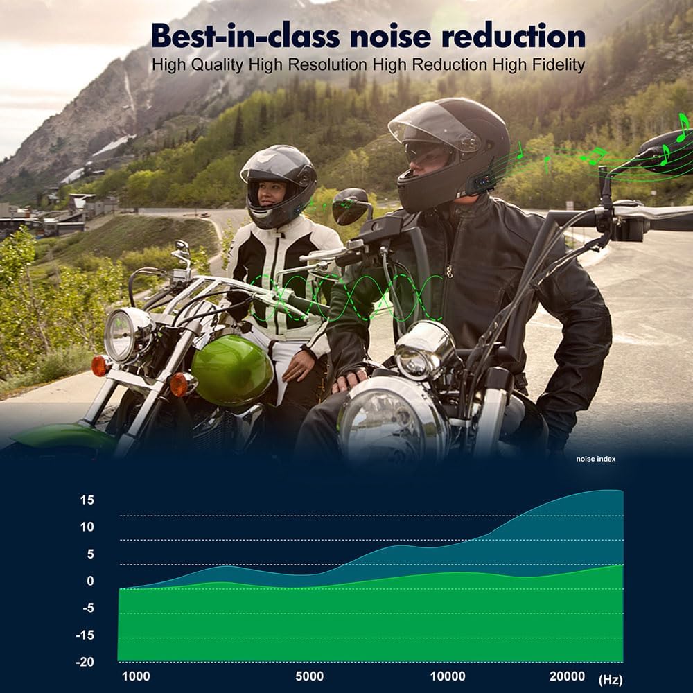Vnetphone 2 x V6 Bluetooth motorfiets intercom helm communicator headset, 1200 m bereik 6 bestuurders interphone, handleiding in het Duits