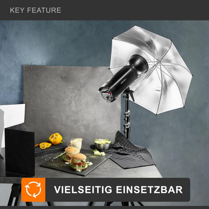 Walimex pro Niova 200 Plus Daglicht dimbare LED videolamp met Bowens reflector & zachte diffuser I Studiolamp met COB LED technologie I 5600 K, CRI=93 I Lichtsterkte instelbaar van 10-100%