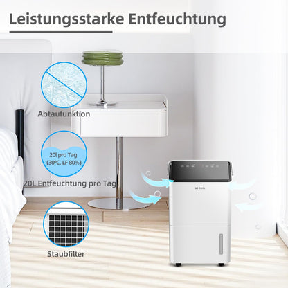 Be Cool BC20LEF2301 luchtontvochtiger 20m² 400W 20 l/dag Wit, Grijs