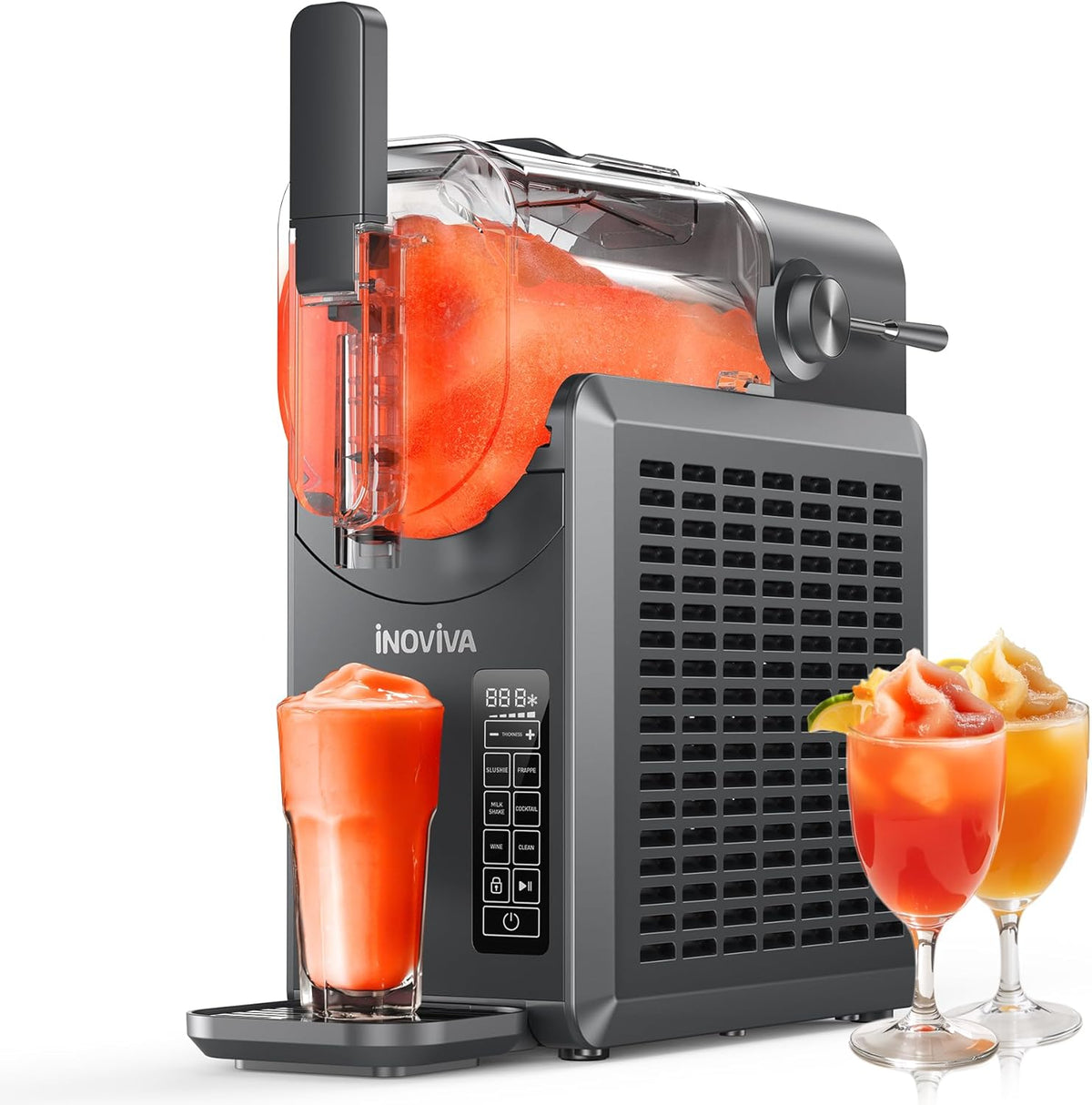 Slushie Machine, 2L Slushmachine voor thuis met zelfreiniging, geen ijs nodig, 5 voorgeprogrammeerde programma's, Frozen slushies, Margarita's, Frappés, Milkshakes (versie 2025)