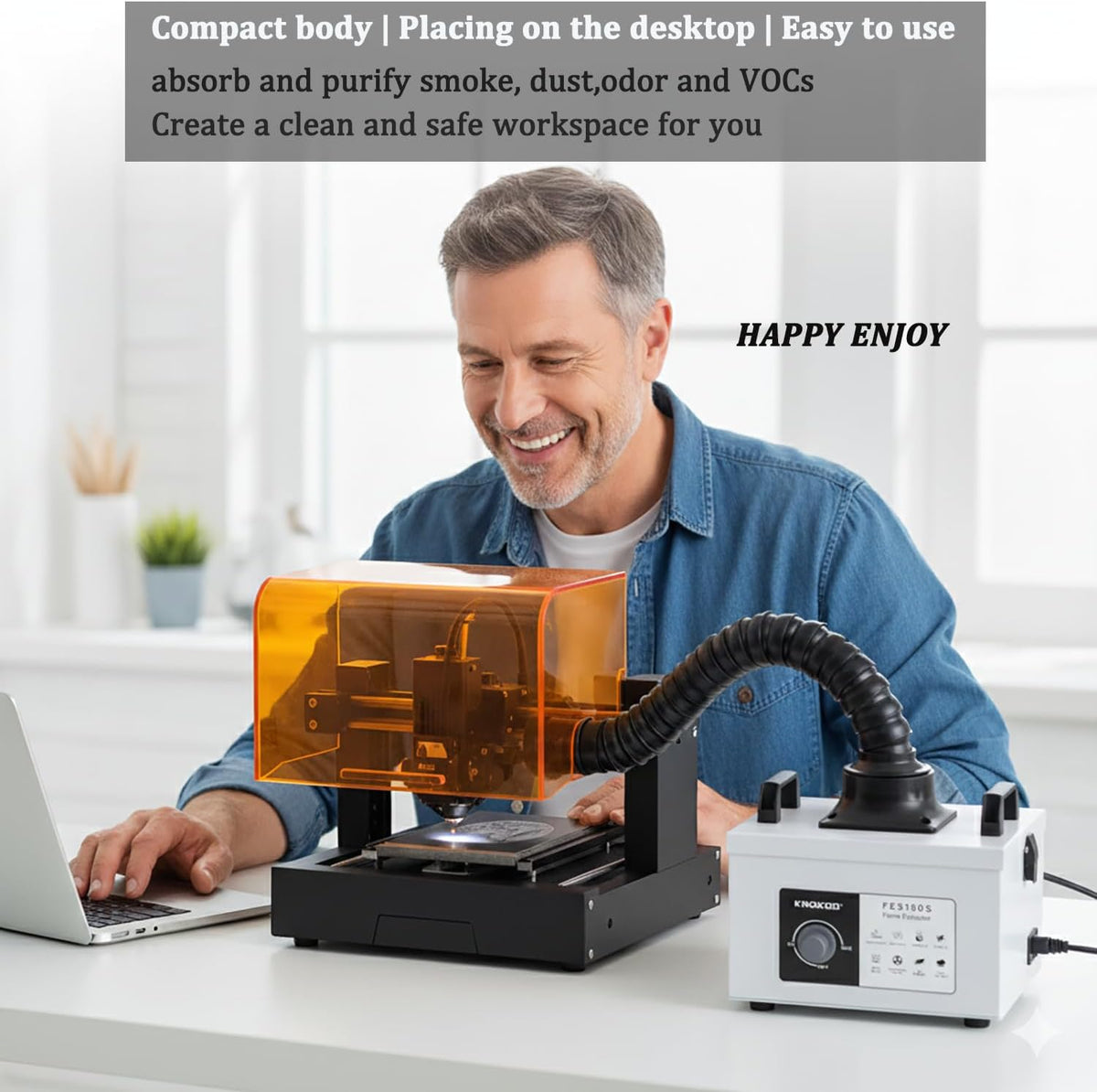 100W Laser Gelast Rook extractor, FES150S Sterke Zuigkracht 200m ³ / h Tertiaire Filters, Lassen 5-25 Rook Purifier 10W, Laser Gesneden en Telefonische Onderhoud Lassen Filter
