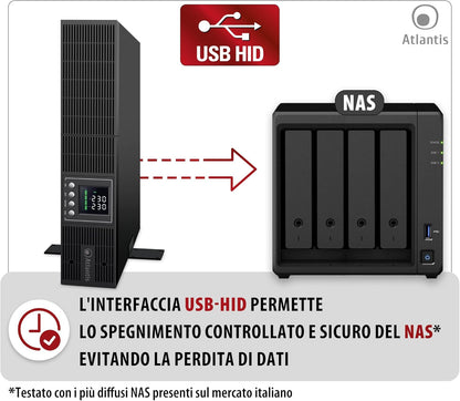 UPS Online – Noodstroomvoorziening – Stroombeveiliging – Server UPS – NAS UPS – Dubbele conversie met zuivere sinusgolf – 1500 VA / 1350 W, Rack 2U of Tower