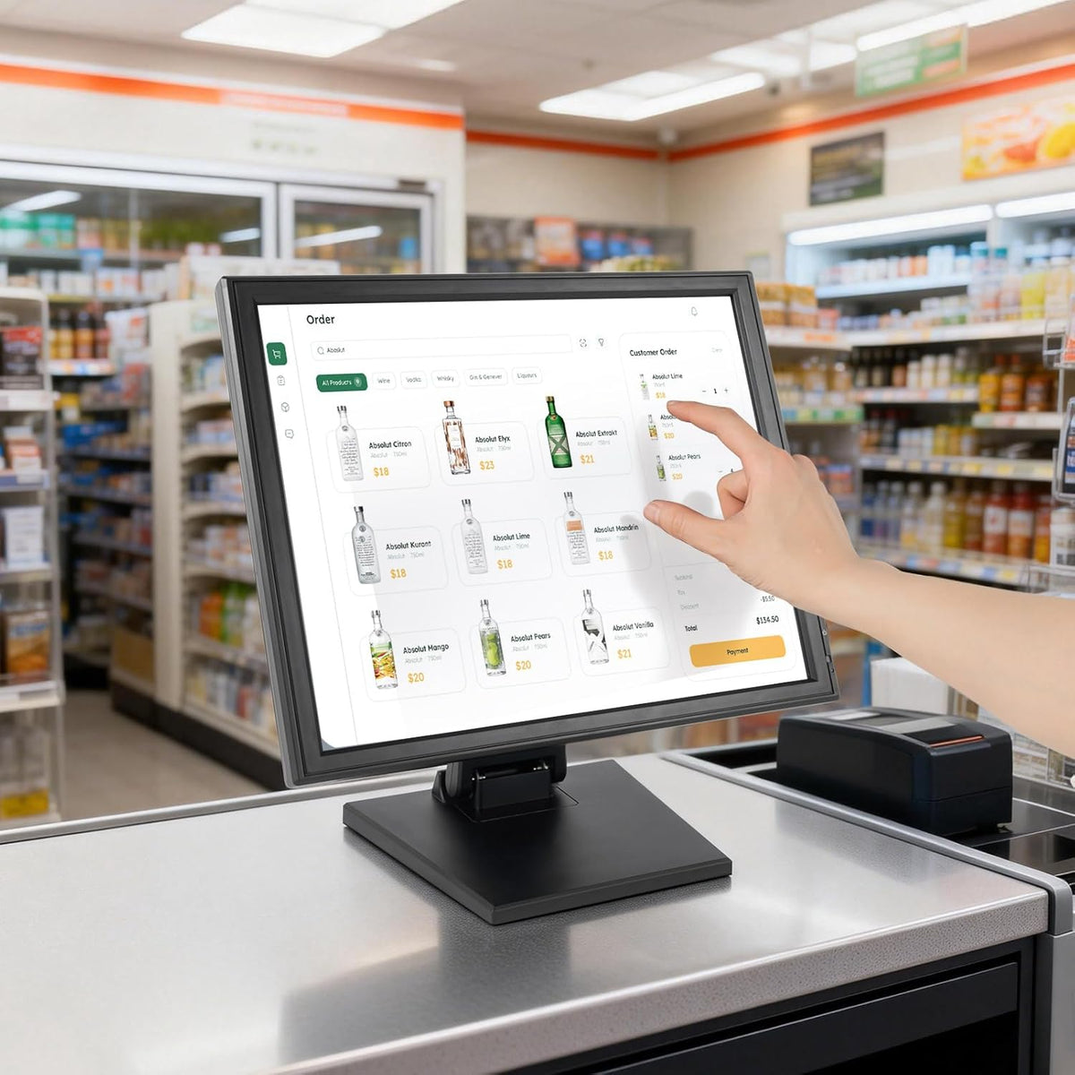 Portable monitor | mobile monitor | touchscreen | 17 inch touchscreen monitor | 1280x1024 resolution | resistive 4-wire | USB/VGA connection | For POS/cash register/hospitality | incl. pen & power - QUORE