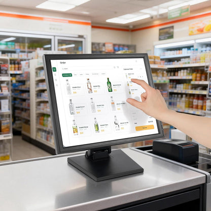 Portable monitor | mobile monitor | touchscreen | 17 inch touchscreen monitor | 1280x1024 resolution | resistive 4-wire | USB/VGA connection | For POS/cash register/hospitality | incl. pen & power - QUORE