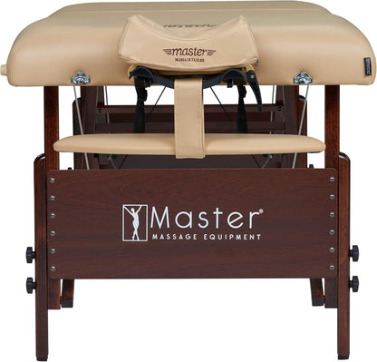Master Massage Del Ray Mobile Massage Chair, Cosmetics Lounger, Therapy Bed, Treatment Lounger, Massage Bench, Foldable, Wood, 76 cm, Beige - QUORE