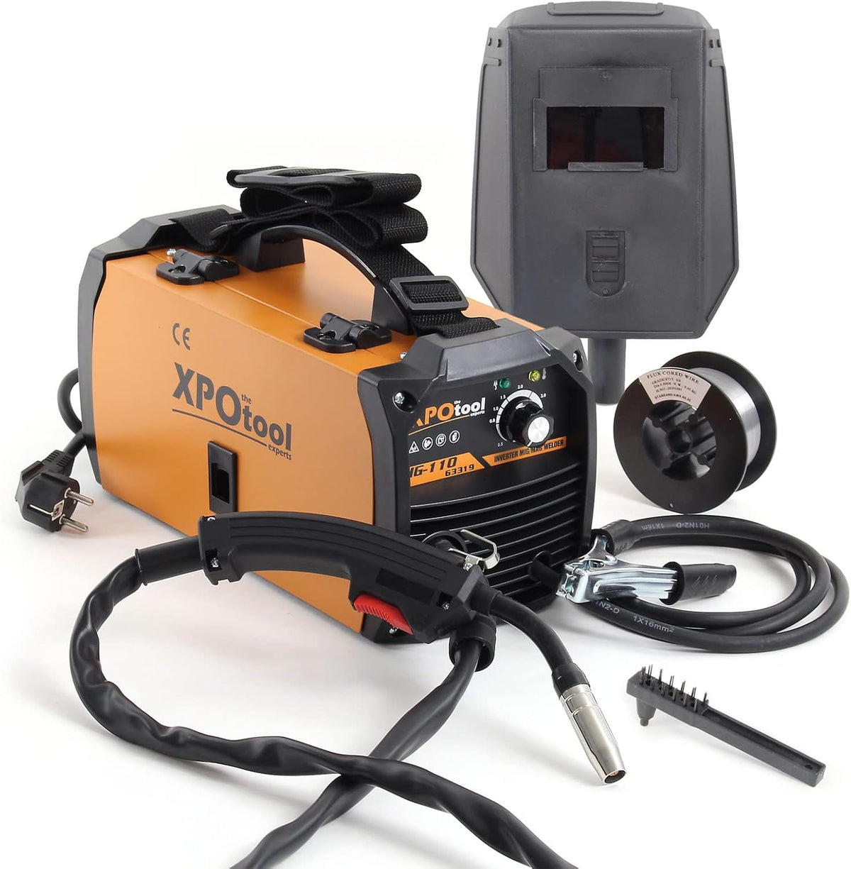 XPOtool MIG100 Inverter lasmachine zonder gas, lasapparaat met draadaanvoer, lasmodule voor gevulde draad en IGBT, inclusief accessoires voor lassen