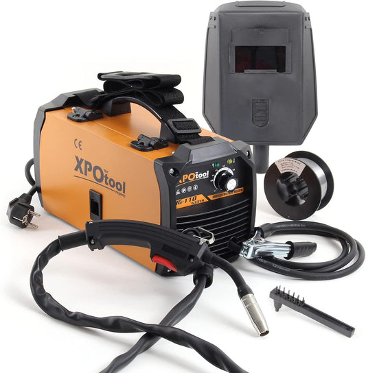 XPOtool MIG100 Inverter lasmachine zonder gas, lasapparaat met draadaanvoer, lasmodule voor gevulde draad en IGBT, inclusief accessoires voor lassen