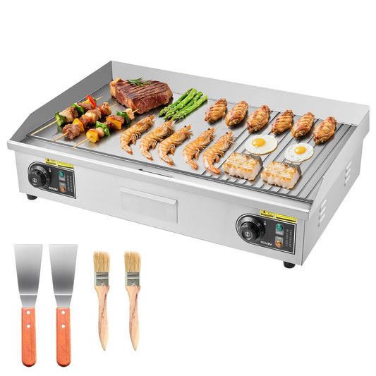 Elektrische Grillplaat – Barbecue Grill – Teppanyaki Grill – Contactgrill – Bakplaat – Groot Kookoppervlak 72,5x40 cm – Instelbare Temperatuur 50-300 °C