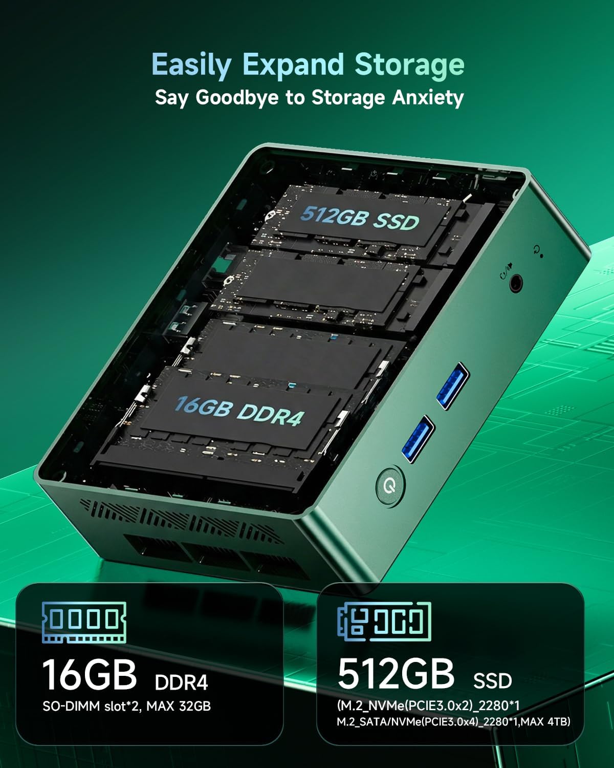 BMAX B6 Turbo Mini PC Intel Core i5-8257U 3,9 GHz, 16 GB DDR4 512 GB NVMe SSD Micro Computer, 4K @60Hz Dual Display HDMI + DP, Win11 Pro, TPM2.0, Wi-Fi 6/BT5.2/LAN, desktop-pc voor kantoor, thuis