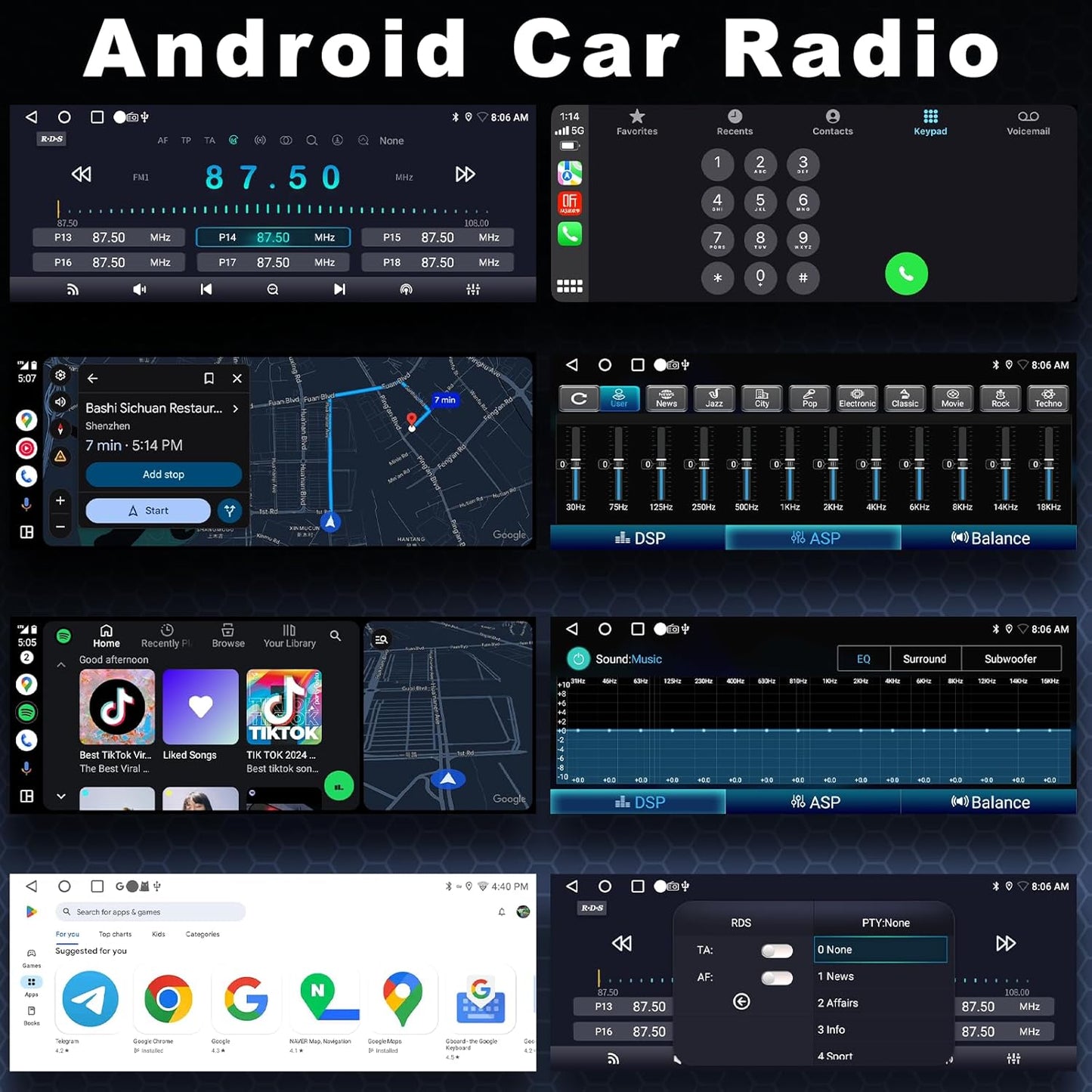 Autoradio Fiat 500 – Auto Stereo – Multimedia Speler – Navigatie Systeem – Autoradio DAB – Android 13 Systeem – Draadloze CarPlay & Android Auto – Inclusief Achteruitrijcamera & Canbus Adapter