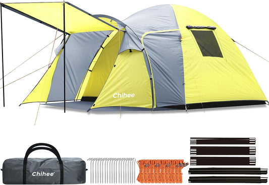 Chihee Campingtent voor 3 personen, dubbellaagse koepeltent, groot, 4 seizoenen, buitenhuis, waterdicht en winddicht, tent met regenbescherming, binnentent, onafhankelijk gebruikt