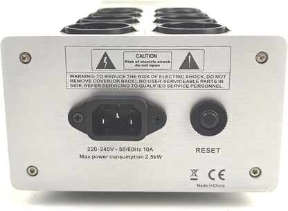 Stroomfilter Zilver – Power Conditioner – Netfilter – Spanningsfilter – Vermogensreiniger – 4 Gefilterde en 4 Directe Stopcontacten – Metalen Behuizing