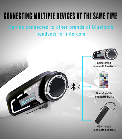 QSPORTPEAK M2C Motorfiets Intercom Headset Luidsprekers, 1000 m 6 Rijders Motorbike Intercom Universele Bluetooth Motorhelm Communicatie Systeem Spraakwijzerplaat/Bruikbaar tijdens het opladen (2