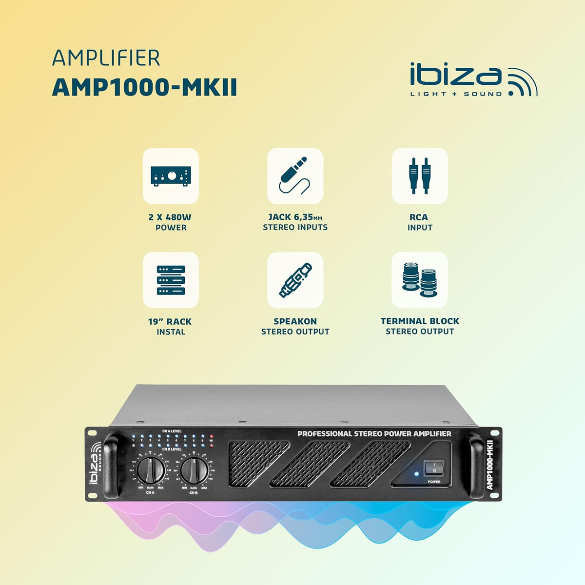 Ibiza - AMP1000-MKII - DISCO VERSTERKER 2 X 800W
