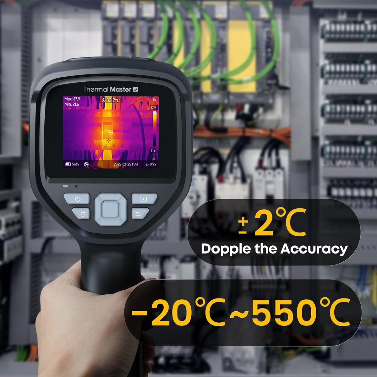 Warmtebeeldcamera Thor002 Infraroodcamera Super Resolutie 512 x 384 3,5 inch IPS-Scherm met 2M pixels visuele camera, -20 °C - 550 °C voor industriële en huisinspecties