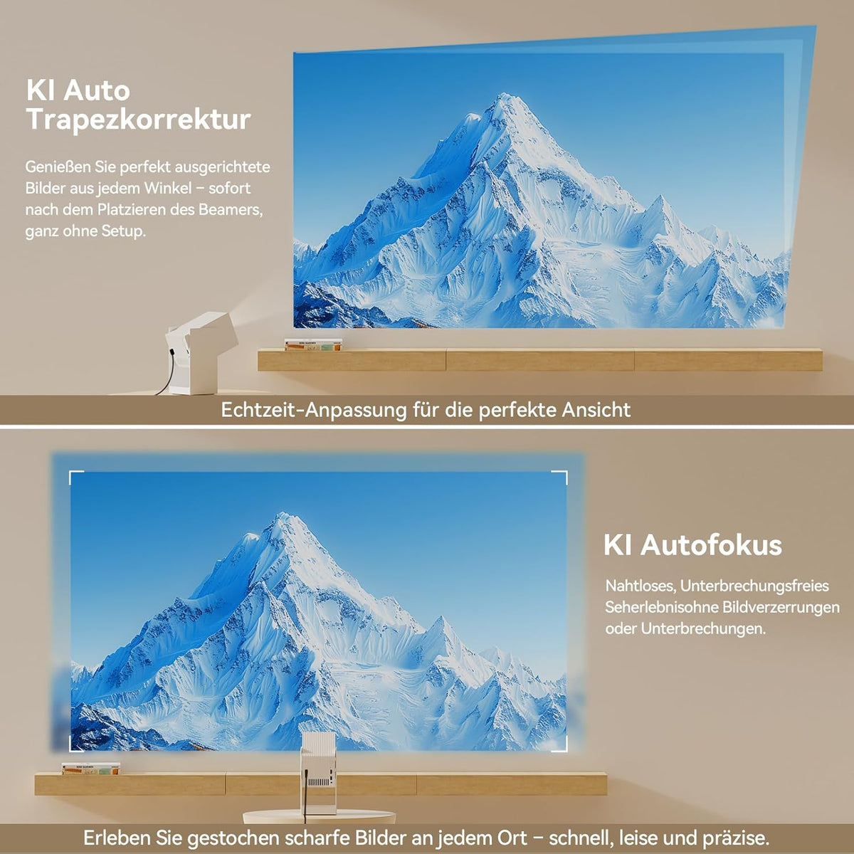 WANBO Cube 2 Pro Smart Beamer Android TV/Netflix, 500ANSI, Len Protect, 230° Rotable, ToF Autofocus Keystone, CEC, Bluetooth WiFi, Native 1080P Draagbare Mini Projector Thuis Outdoor, White