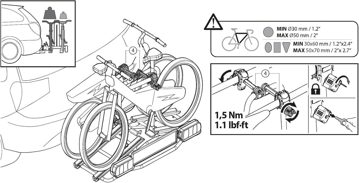 Menabo 79205 E-Dison Fietsendrager voor koppeling, e-bike