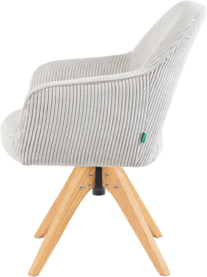 DUBI Möbel Dining Chairs 2-piece 360° swivel with pocket spring, high seating comfort, up to 150 kg, durable fabric light grey, solid oak frame in timeless design, Mika-Lena - QUORE