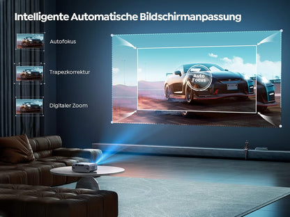 YABER Draagbare projector, 1080p, 20.000 lumen, wifi6, bluetooth, thuisbioscoop, 4K video, ondersteuning, YABER draagbare projector, led, 300 inch display, compatibel met smartphone/tv-stick/PS5