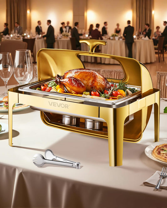 Chafing Dish Set – Buffetwarmer – Voedselwarmer – Warmhoudbak – Warmhoudschaal – 8,5 L – Roestvrij Staal